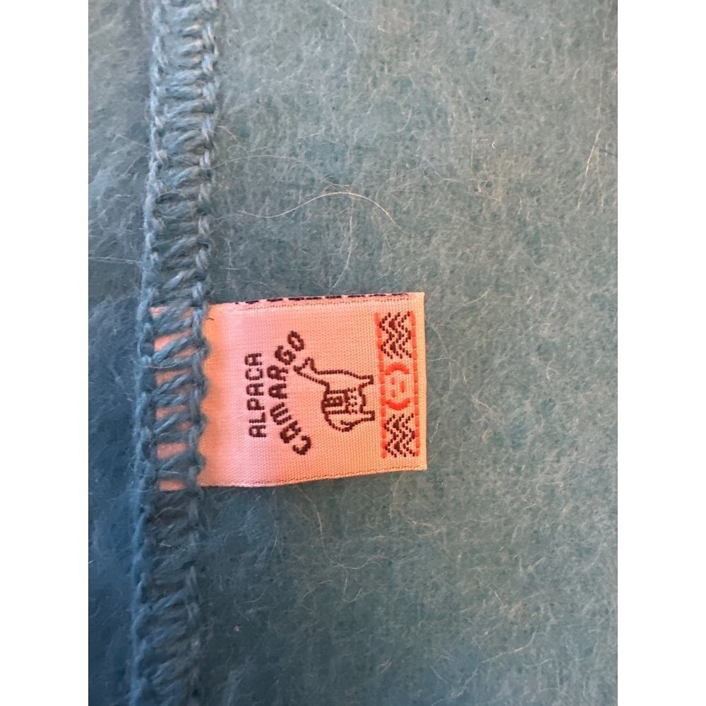 Alpaca Camargo Blue Scarf Fringe Outdoor - Picture 3 of 4